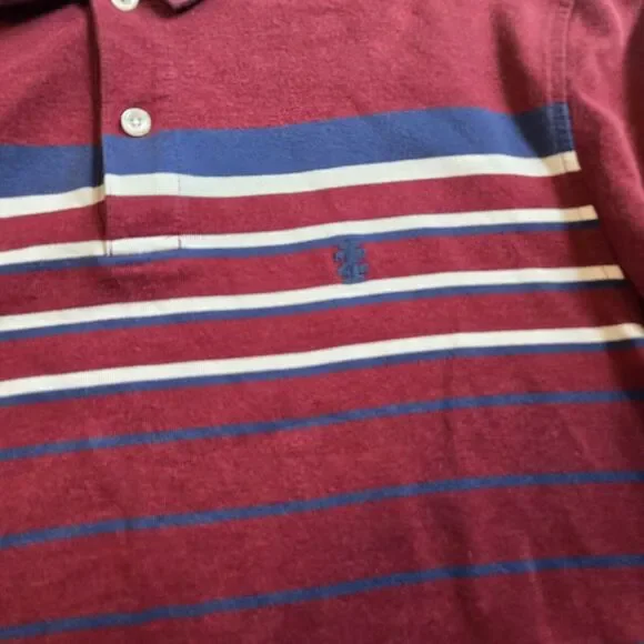 IZOD Advantage Performance Polo Shirt Striped Burgundy Blue White Men's Large - Picture 4 of 4
